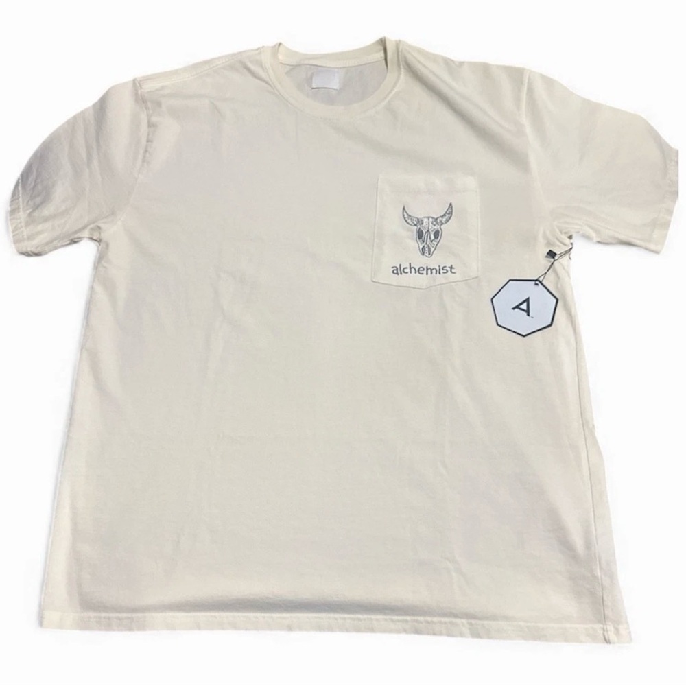 Alchemist Skull Graphic Pocket Tee Men's Ivory Short Sleeve XXL